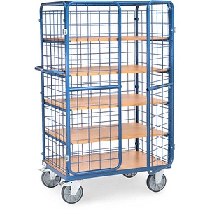 4017976785820 - Paketwagen fetra® 5 Etagen Drahtgitter mit abschließbaren Doppelflügeltüren bis 600 kg L 1000 x B 700 mm