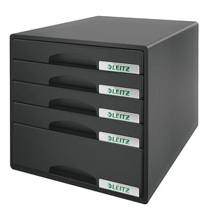 LEITZ Schubladenbox Plus schwarz DIN A4 mit 5 Schubladen