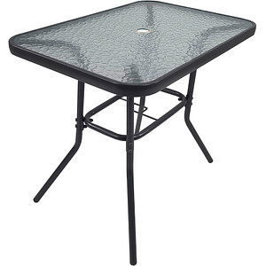 4051814411458 - Gartentisch aus Glas und Metall Esstisch Maße ca H 70 x B 80 x T 55 cm Anthrazit Balkontisch Gartenmöbel 80x55