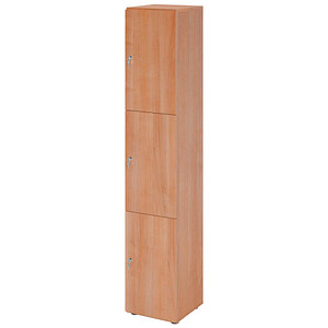 HAMMERBACHER Schließfachschrank nussbaum V264L3/N/N/DS, 3 Schließfächer 40,0 x 42,0 x 215,6 cm