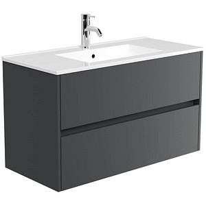 4251982679104 - Badmöbel Limes & Waschtisch 100cm 2 Greifraum SoftClose Auszüge weiß Hgl