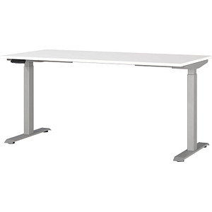 4005949791381 - Sitz-Steh-Schreibtisch JET 7908-639 elektrisch höhenverstellbar 160x80cm (BxT) rechteckig weiß Silber 4005949791381 GERMA 4005949791381 - Sitz-Steh-Schreibtisch JET 7908-639 elektrisch höhenverstellbar 160x80cm (BxT) rechteckig weiß Silber 4005949791381 GERMA