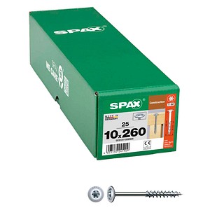 4003530245909 - Spax - hiforce 10 x 260 mm 25 Stück Teilgewinde Tellerkopf t-star plus T50 4CUT wirox - 0251011002605 4003530245909 - Spax - hiforce 10 x 260 mm 25 Stück Teilgewinde Tellerkopf t-star plus T50 4CUT wirox - 0251011002605