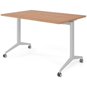 HAMMERBACHER Mehrzwecktisch nussbaum rechteckig, T-Fuß-Gestell silber, 120,0 x 80,0 x 75,0 cm
