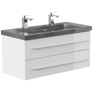 4251982676851 - POSSEIK Waschbecken mit Unterschrank YAMO 100 weiß glanz 1000 x 450 x 500 cm