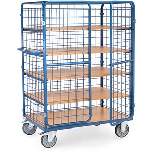 4017976785837 - Paketwagen fetra® 5 Etagen Drahtgitter mit abschließbaren Doppelflügeltüren bis 600 kg L 1200 x B 800 mm