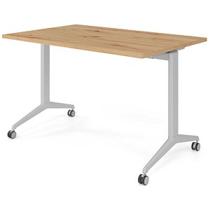 HAMMERBACHER Mehrzwecktisch asteiche rechteckig, T-Fuß-Gestell silber, 120,0 x 80,0 x 75,0 cm