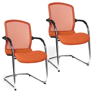 4014296055428 - Besucherstuhl Open Chair 100 orange   chrom mit Armlehnen Freischwinger 4014296055428 2 Stück