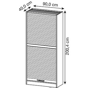 4032062130186 - HAMMERBACHER Akandia Rollladenschrank ahorn silber 4 Fachböden 900 x 400 x 2004 cm 4032062130186 - HAMMERBACHER Akandia Rollladenschrank ahorn silber 4 Fachböden 900 x 400 x 2004 cm