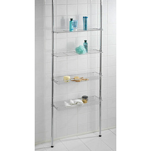 4008838185971 - Badregal WENKO Ellera Teleskopregal silber (chrom) Regale B T 20cm x 71cm H 65-285cm Stahl 2 Ablagen 2 Körbe B20cm T71cm 4008838185971 - Badregal WENKO Ellera Teleskopregal silber (chrom) Regale B T 20cm x 71cm H 65-285cm Stahl 2 Ablagen 2 Körbe B20cm T71cm