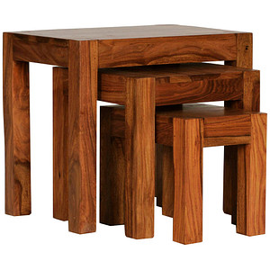 4250739279734 - Sheesham 3-teiliger Satz- Beistell Tisch Massivholz