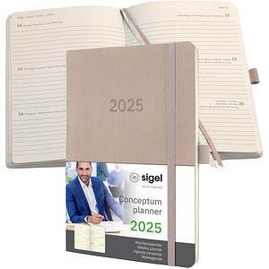 4004360779923 - Buchkalender C2530 Conceptum taupe 1 Woche   2 Seiten  (A5) 2025 4004360779923 Sigel