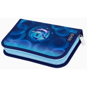 herlitz Federmäppchen befüllt Dolphin Ride blau 31-teilig, 20,5 x 3,8 cm