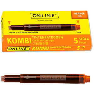 ONLINE® 17174/12 Tintenpatronen für Füller orange 5 St.