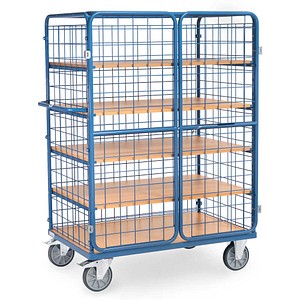 4017976785837 - Paketwagen fetra® 5 Etagen Drahtgitter mit abschließbaren Doppelflügeltüren bis 600 kg L 1200 x B 800 mm