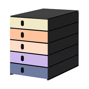 styro Schubladenbox styroval pro Emotions Sonnenaufgang  gelb, orange, rosa, lila 14-8000.SO, DIN C4 mit 5 Schubladen