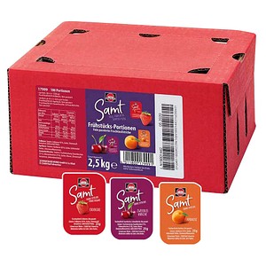 4011800179991 - SCHWARTAU Samt Erdbeere Aprikose Sauerkirsche Schwarzkirsche Konfitüre 100 St