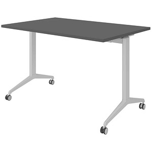 HAMMERBACHER Mehrzwecktisch graphit rechteckig, T-Fuß-Gestell silber, 120,0 x 80,0 x 75,0 cm