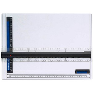 4007817600993 - STAEDTLER Zeichenplatte Mars DIN A3 weiß-anthrazit-blau mit Parallel-Zeichenschiene mit beidseitiger Skalierung (661 A3)