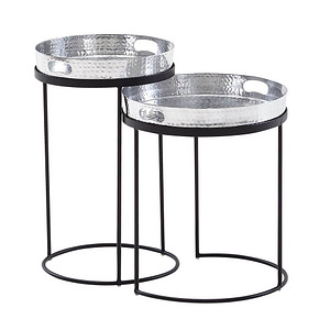 4251757702396 - Beistelltisch 2er Set Silber   Schwarz Metall