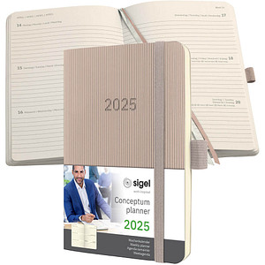 4004360779893 - Taschenkalender C2531 Conceptum taupe 1 Woche   2 Seiten  (A6) 2025 4004360779893 Sigel