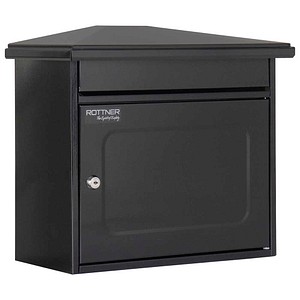Briefkasten Rottner Wörthersee Türanschlag seitlich Zylinderschloss inkl 2 Schlüssel B 390 x T 205 x H 350 mm Stahlblech verzinkt schwarzgrau