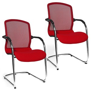 4014296074993 - Besucherstuhl Open Chair 100 rot   chrom mit Armlehnen Freischwinger 4014296074993 2 Stück