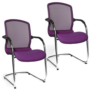 4014296031101 - OPEN CHAIR - der Design-Besucherstuhl Freischwinger mit Netzrücken VE 2 Stk violett Topstar