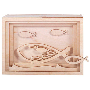 4006166285561 - Holzbausatz 3D-Geschenkbox Fische natur 4006166285561 - Holzbausatz 3D-Geschenkbox Fische natur