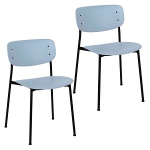 3660141962901 - meet by Paperflow Bistrostuhl SOHO stapelbar Gestell schwarz Kunststoff-Sitz blau 2er-Set