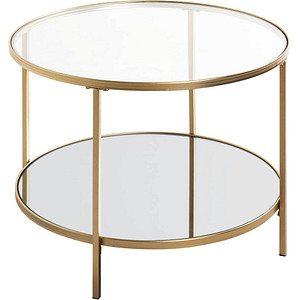 HAKU Möbel Beistelltisch Spiegel, Sicherheitsglas gold 60,0 x 60,0 x 45,0 cm