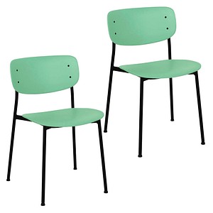 3660141962918 - meet by Paperflow Bistrostuhl SOHO stapelbar Gestell schwarz Kunststoff-Sitz grün 2er-Set