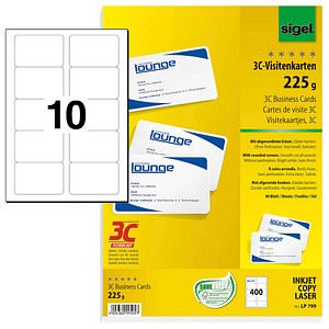 4004360995057 - LP799 3C- Visitenkarten weiß 85 x 55 mm 200g runde Ecken glatte Kanten 4004360995057 400 Stück