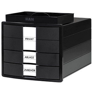 HAN Schubladenbox IMPULS schwarz DIN C4 mit 3 Schubladen