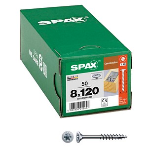 4003530245657 - Hiforce 8 x 120 mm 50 Stück Vollgewinde Tellerkopf t-star plus T40 4CUT wirox - 0251010801205 - Spax