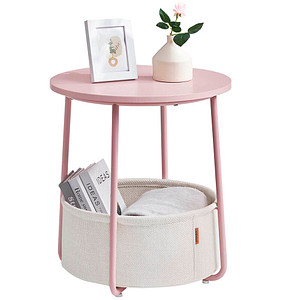 0194343041667 - Vasagle Beistelltisch rund kleiner Tisch Couchtisch klein Wohnzimmertisch mit Korb aus Stoff Stauraum für Wohnzimmer Schlafzimmer Nachttisch 0194343041667 - Vasagle Beistelltisch rund kleiner Tisch Couchtisch klein Wohnzimmertisch mit Korb aus Stoff Stauraum für Wohnzimmer Schlafzimmer Nachttisch
