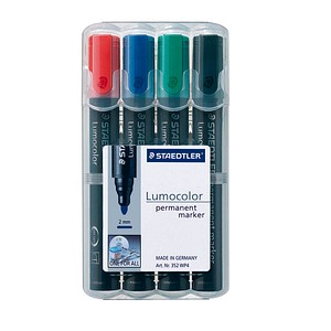 4007817352021 - Permanentmarker 352 4er Etui farbig sortiert 2mm Rundspitze 4007817352021 Staedtler (Lumocolor) 4 Stück 4007817352021 - Permanentmarker 352 4er Etui farbig sortiert 2mm Rundspitze 4007817352021 Staedtler (Lumocolor) 4 Stück