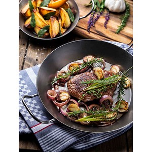 4008256034097 - Bratpfanne BBQ Eisenpfanne mit 2 Griffen 2 mm Stärke Ø 24cm