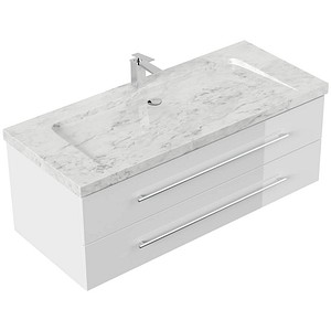 4251982676943 - POSSEIK Waschbecken mit Unterschrank WHITE YAMO 130 weiß glanz 1300 x 550 x 500 cm