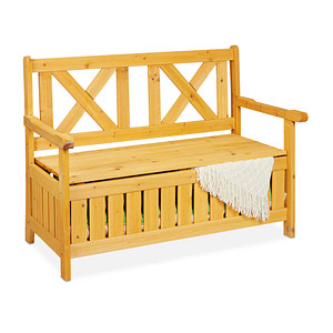 4052025386535 - Gartenbank mit Stauraum 2-Sitzer hbt 85 x 115 x 60 cm Tannenholz Garten Truhenbank mit Rückenlehne natur - Relaxdays 4052025386535 - Gartenbank mit Stauraum 2-Sitzer hbt 85 x 115 x 60 cm Tannenholz Garten Truhenbank mit Rückenlehne natur - Relaxdays