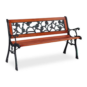 4052025360702 - Relaxdays - Gartenbank Rosenmuster 2 Sitzer Holz & Gusseisen Balkon & Terrasse Sitzbank 73x125x525 cm natur grün
