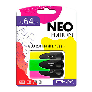 3536403391485 - 3 USB-Sticks NEO Edition gelb grün pink 64 GB 3536403391485 3 Stück