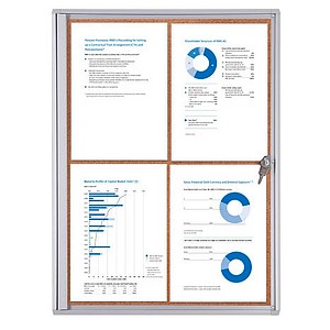 8595578357066 - Schaukasten XS 4 x A4 mit Korkrückwand braun silber 8595578357066 Showdown Displays