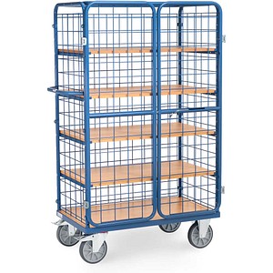 4017976785813 - Paketwagen fetra® 5 Etagen Drahtgitter mit abschließbaren Doppelflügeltüren bis 600 kg L 1000 x B 600 mm