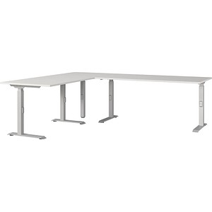 4005949792067 - Eckschreibtisch Agenda mechanisch höhenverstellbar B 2400 x T 2000 x H 680-910 mm Lichtgrau Silber