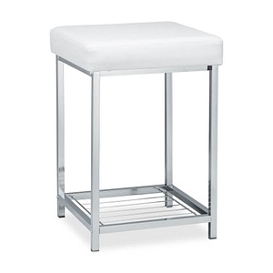 4052025942229 - Relaxdays Hocker gepolstert Kleiner Sitzhocker Quadratisch Polsterhocker mit Ablage Badhocker HBT 47x33x33cm weiß 4052025942229 - Relaxdays Hocker gepolstert Kleiner Sitzhocker Quadratisch Polsterhocker mit Ablage Badhocker HBT 47x33x33cm weiß