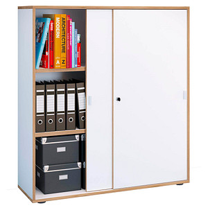 4051814444685 - Büroschrank mit 3 Fächern moderner Aktenschrank mit Schiebetüren Maße ca H 110 x B 100 x T 37 cm– Salia 3-Fach