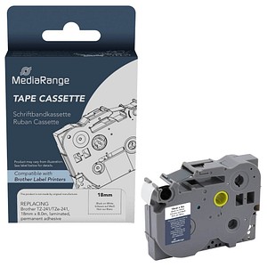 4260459618393 - Plastic tape cassette for label printers using Brother TZ-241 TZe-241 permanent adhesive 18mm 8m laminated black on white (MRBTZ241) 4260459618393 - Plastic tape cassette for label printers using Brother TZ-241 TZe-241 permanent adhesive 18mm 8m laminated black on white (MRBTZ241)