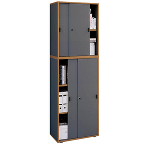 4051814444838 - Holz Büroschrank Ordner Aktenschrank Büromöbel Schrank Salia 5-fach Breite 60 cm Schiebetüren