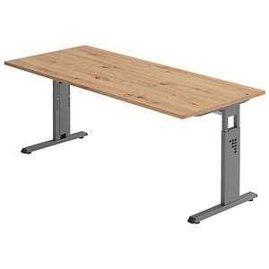 4032062190401 - Schreibtisch O-Serie VOS19 R G manuell höhenverstellbar 65-85cm (H) 180x80cm (BxT) rechteckig asteiche   graphit 4032062190